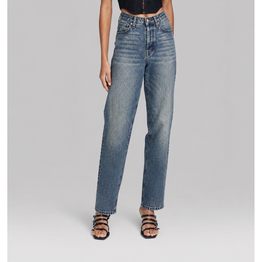 Wild Fable Easy Rigid High Rise Straight Leg Jeans Blue Acid Wash Womens Size 4